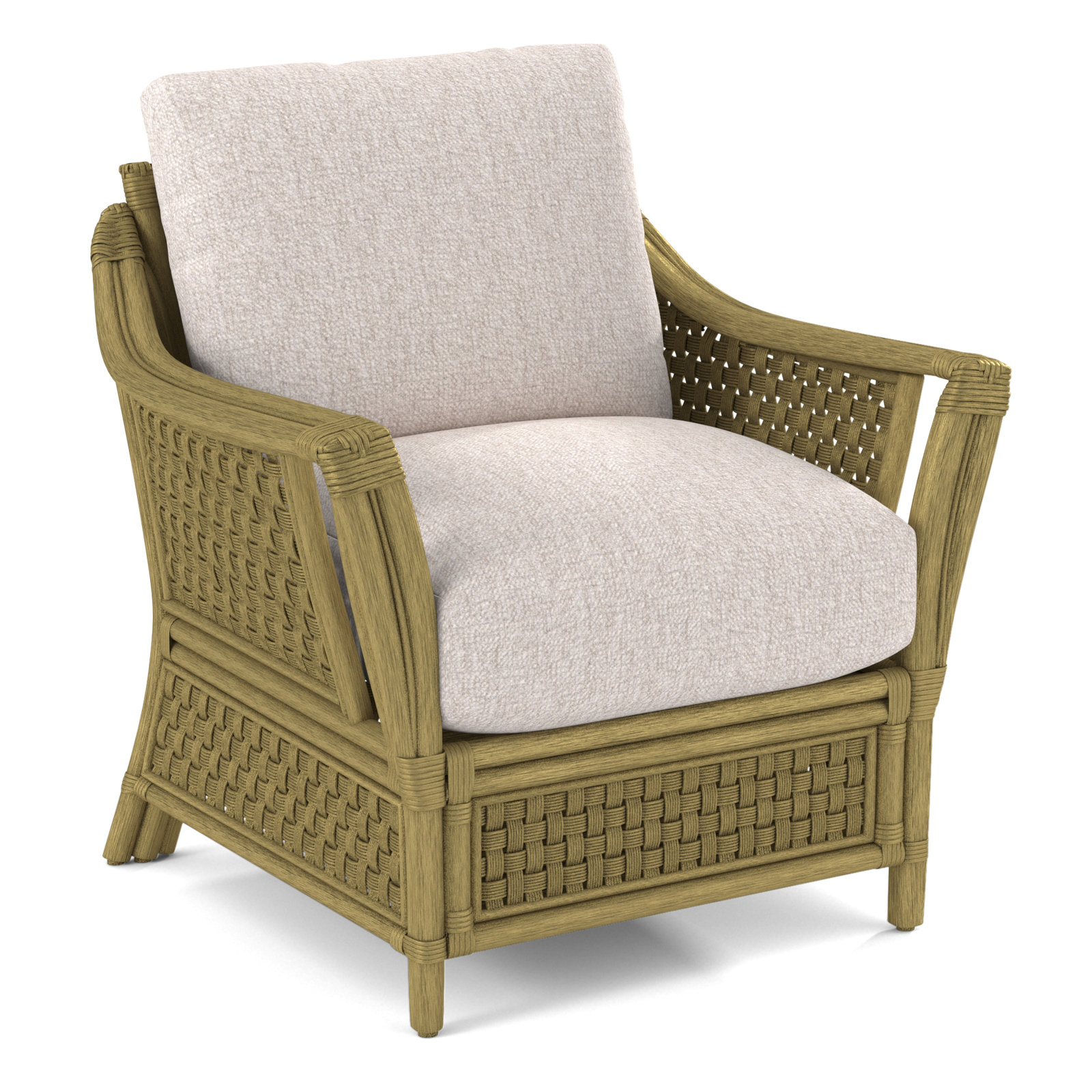 Boca Upholstered Armchair, Blue Buffalo Check; 0120-61, Brass