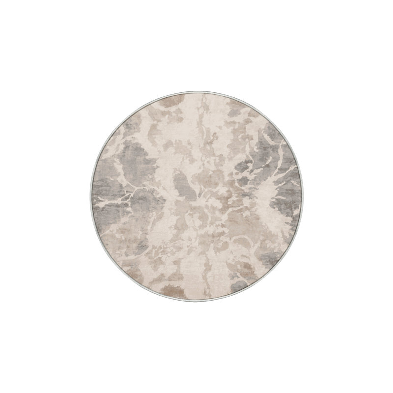 Tapis beige lavable à la machine, Rond 6 pi