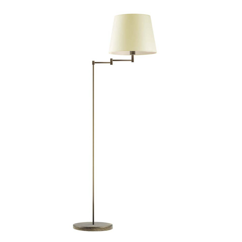 Askegard 165cm Swing Arm Floor Lamp, Ecru, Antique Old Gold