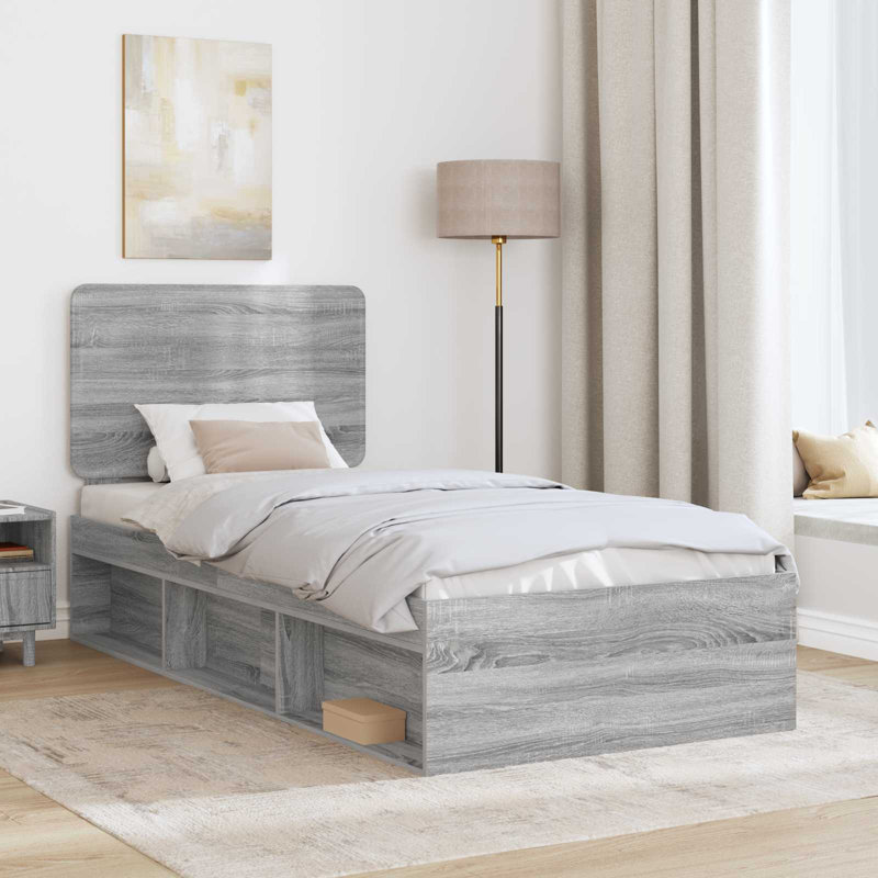 Bed, European Single (90 x 200 cm), Grey Sonoma