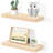 Rustic Solid Pine Wood Floating Shelves, Wall-Mounted Shelf Set Of 2 For Storage And Decor, 16"W X 7"D, Natural Unfinished