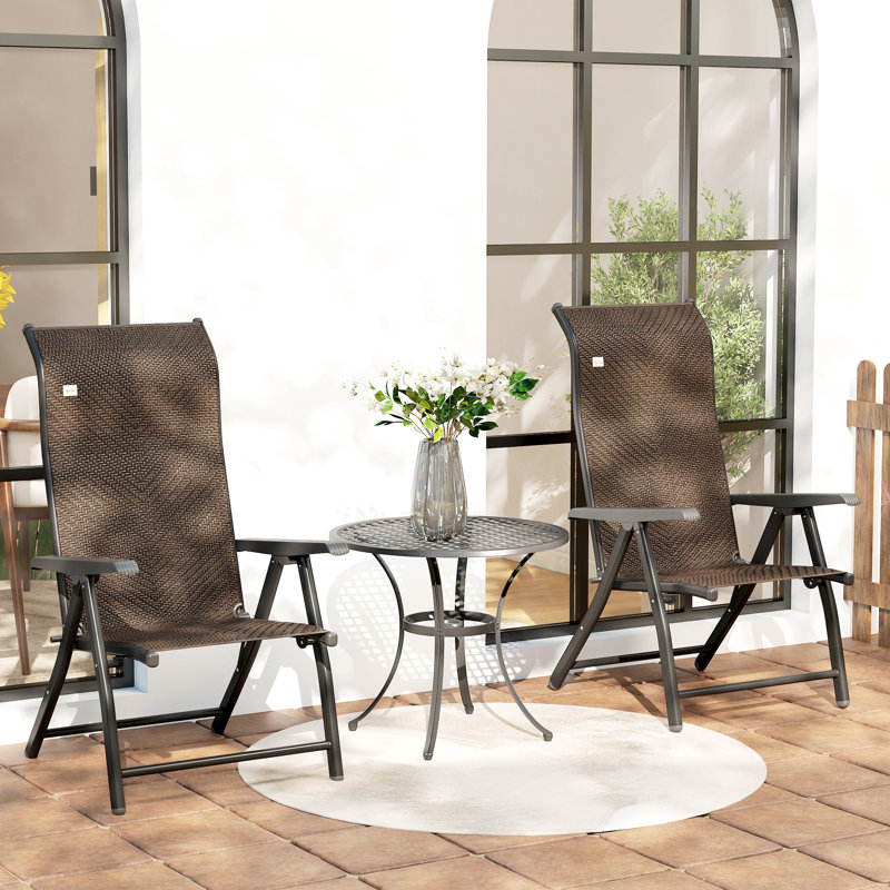 Ramey Folding Patio Dining Dining Chair,Armchair with Cushion
