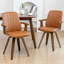 Modern Upholstered Leather Swivel Dining Chairs-1851918148