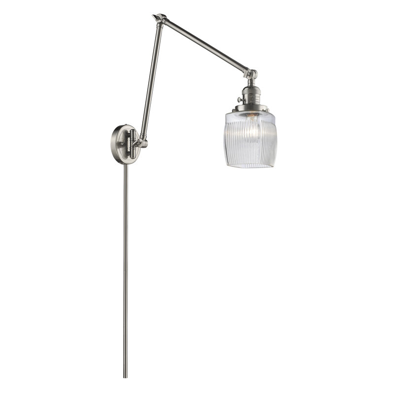Mireya Plug-in Swing Arm Sconce, 60 Watt Vintage Incandescent Bulb, Brushed Satin Nickel