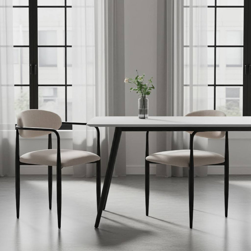 Liam Set of 2 Velvet Dining Chairs, Cream