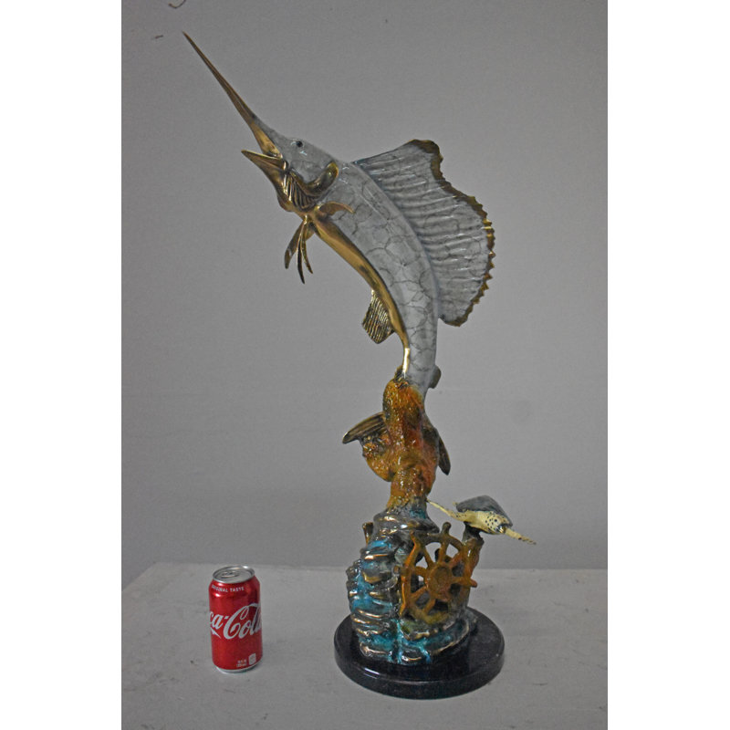 Statue de voilier avec tortue Alfreda - taille: L 12 po x l 18 po x H 31 po
