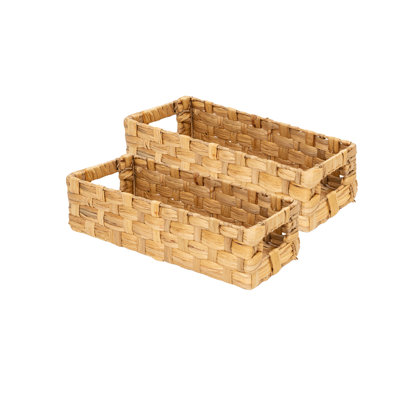 Panier de papier hygiénique Onhomes Enna, paniers de salle de bain jacinthe d'eau, poignées intégrées, panier en osier pour l'arrière du réservoir de toilette, panier de réservoir de toilette, panier de salle de bain, panier de toilette, naturel, e