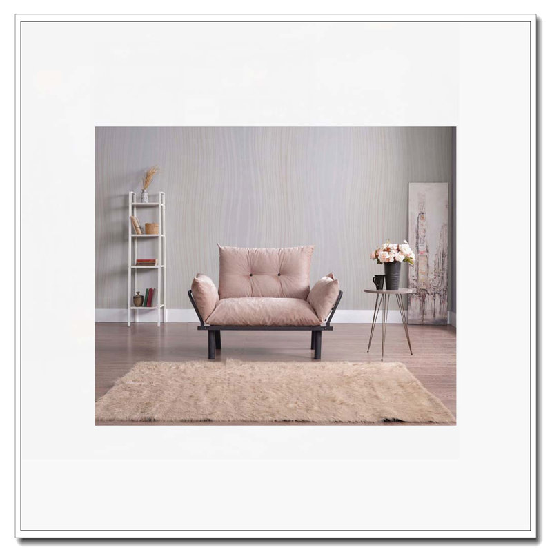 Beige Futon Loveseat for Primary Living Space (Metal Main Material), Beige