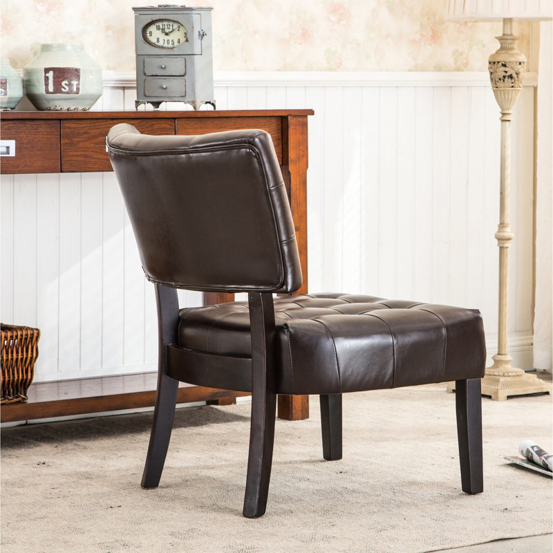 Fauteuil d'appoint en cuir mélangé brun avec siège confortable Billmont, Brun