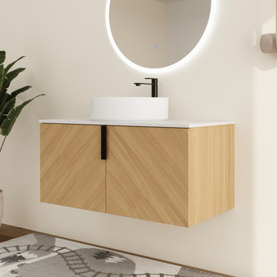  Ensemble de meuble-lavabo simple 36 po avec lavabo en céramique Haldor, ensemble de meuble-lavabo 36 po