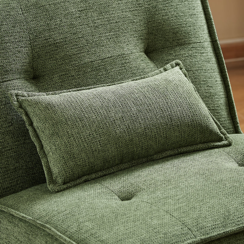 Drayk 90''W 3-Piece Upholstered Modular Sofa With Solid Wood Base and Pillows, Green Polyester