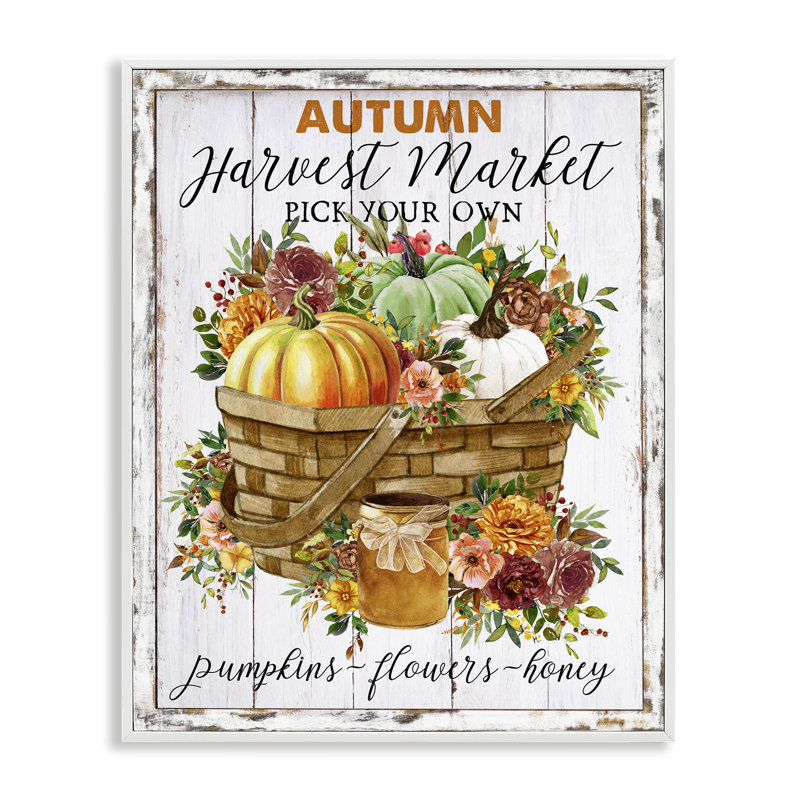 Art mural automne sur toile, marché floral par Creatif Belle, Giclée encadrée blanc bord de mer, H 14 po x l 11 po