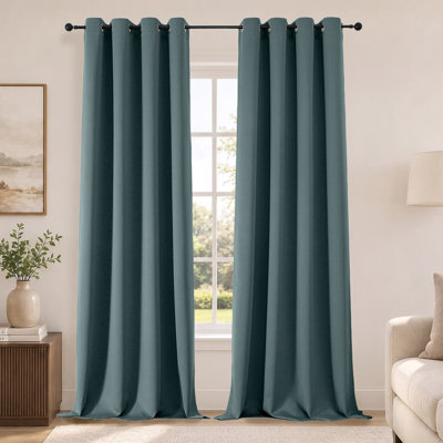 100% Blackout Curtains for Bedroom - Thermal Insulated Drapes 2 Panels Set, Solid Thick Grommet Blackout Curtains for Sliding Door, Light Blocking, Dark Green, 2x52Wx96L Inches