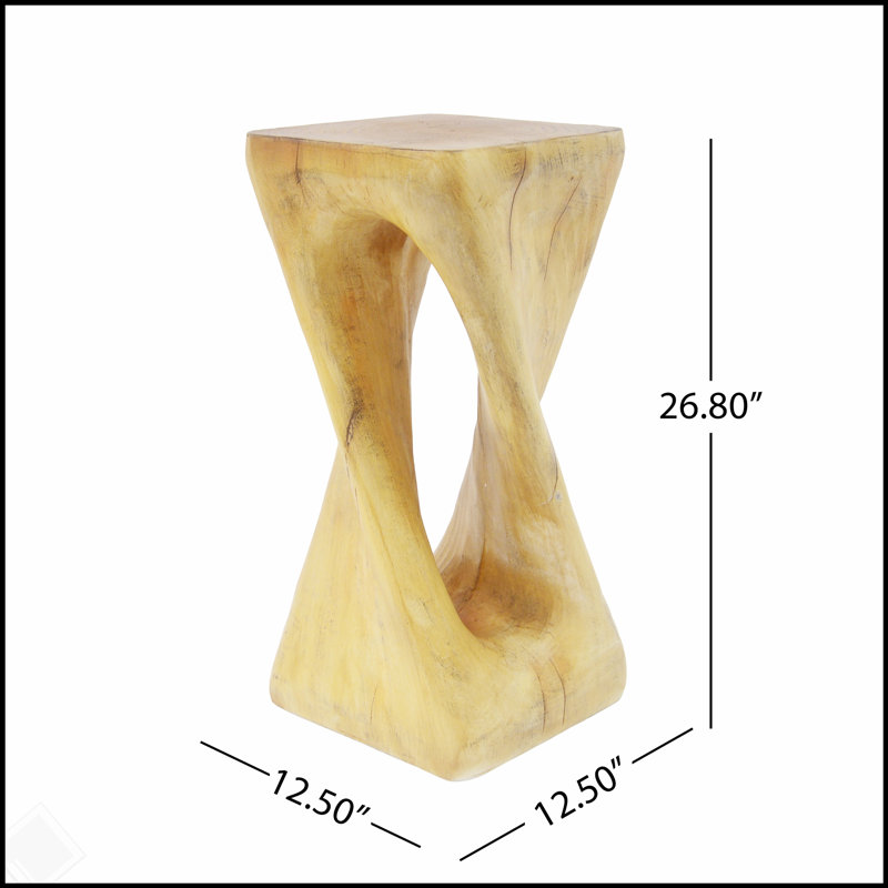 Table d'appoint d'extérieur Twist Shape, béton léger avec texture semblable au bois, pour le patio et le balcon, Naturel