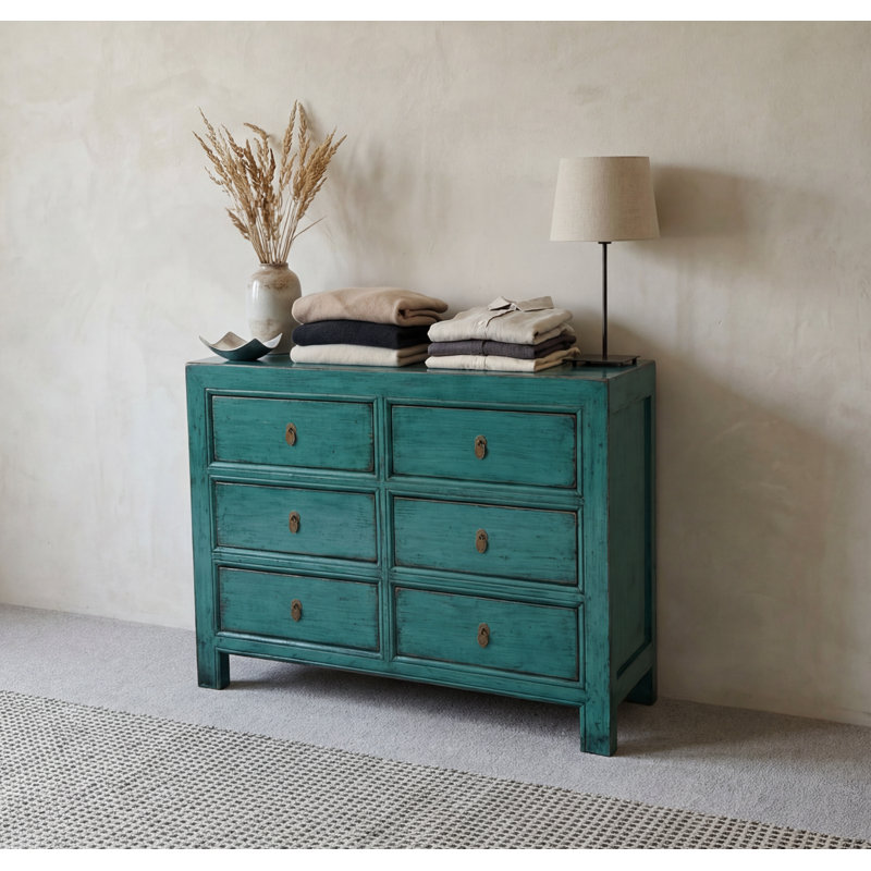 120cm W 6 - Drawer Chest of Drawers, Emerald Green