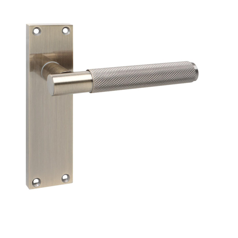 Golden Grace 1 Pair Victorian T-Bar Knurled Door Handle Antique Brass Finish with Spindle and Screws - 150 x 40mm