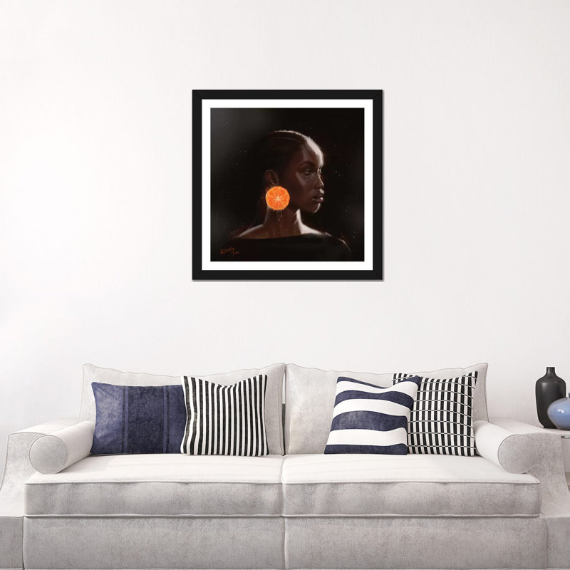 Orange par Adekunle Adeleke - impression d'art graphique, H 24 po x l 24 po x p 1 po, Papier encadré noir, Blanc