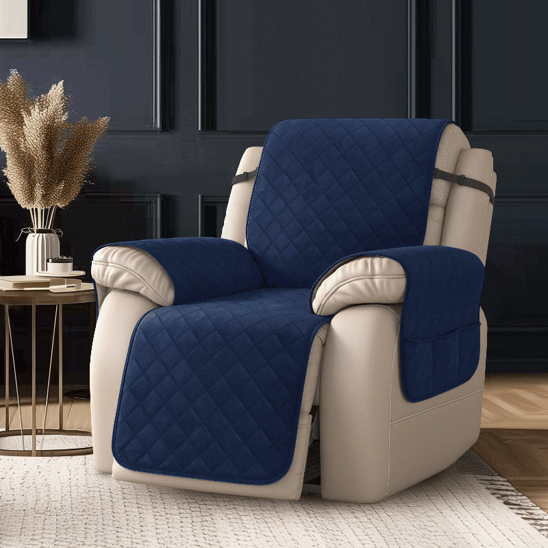 Housse matelassée et réversible pour fauteuil inclinable, Marine, Petit: H 91 po x l 25 po x P 22 po
