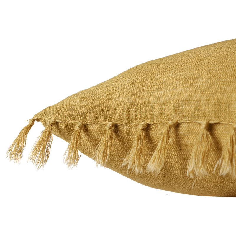 Sharron Tassels Reversible Pillow Cover, Olivenite, Polyester/Polyfill