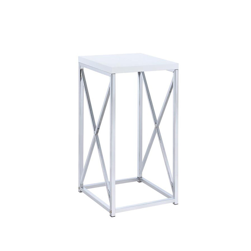 White and Chrome Accent Table