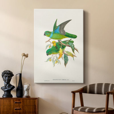 Lime&CeruleanParrotsII -Custom Wrapped Gallery Cavas