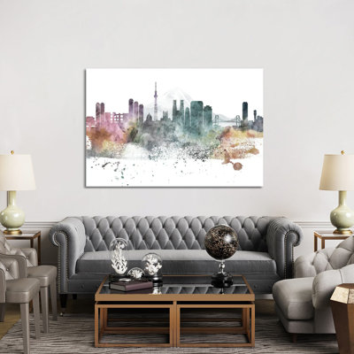 Tokyo Pastel Skylines - Wrapped Canvas Painting