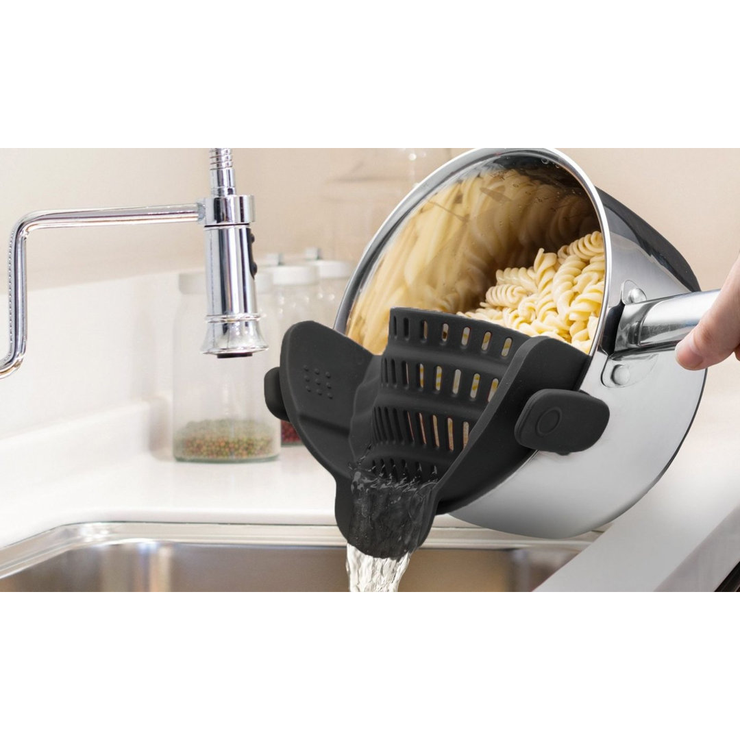 Heat Resistance Easy Snap Silicone Kitchen Strainer - BLACK NY Textile Haus 