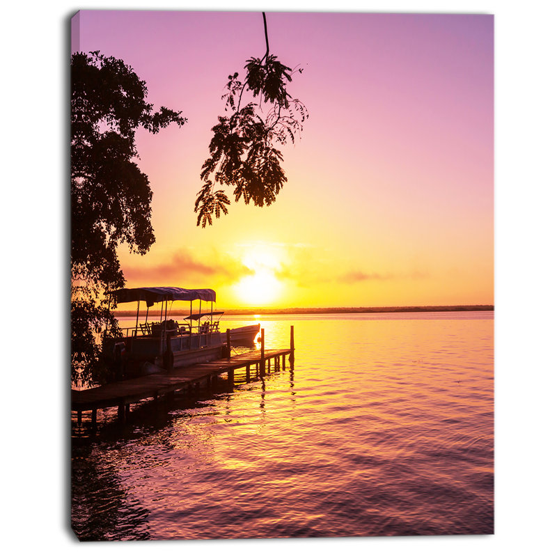 «Tropical Beach with Fantastic Sunset», reproduction de photo sur toile tendue, H 40 po x l 30 po x P 1 po