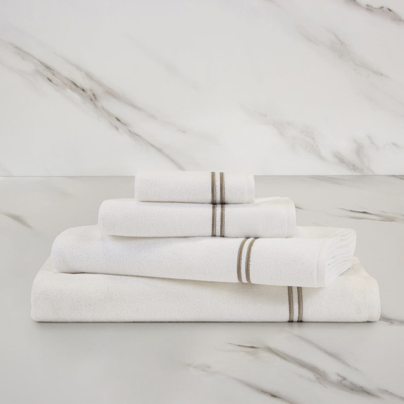 Classic Bath Towel, White/Khaki
