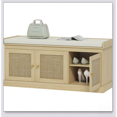 Shoe Storage Bench Rattan Stable Robust Sturdy Hallway Seating