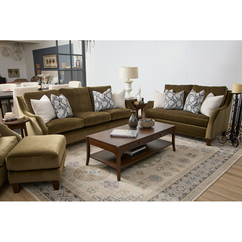 Gianna Three Seat Sofa, Green Polyester, No