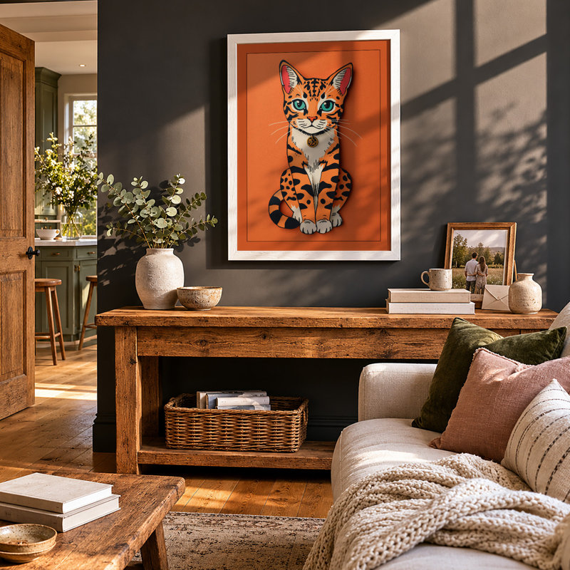 Tabby's Gaze Modern - Framed Print, A2 - 59.4 x 42.0 cm, White