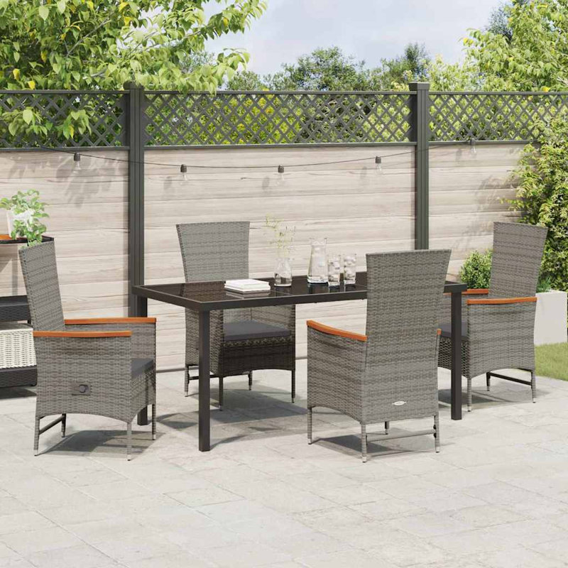 Patio Dining Set Table,, 5, 73 cm H x 160 cm W x 80 cm D, 4