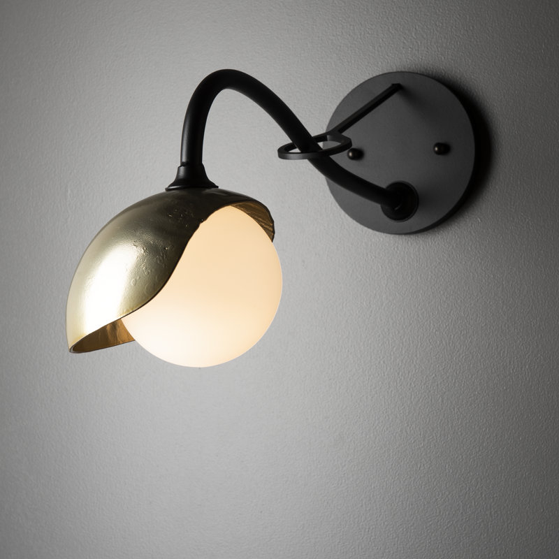 Brooklyn 1 - Light Hardwired Armed Sconce, Black, Modern Brass