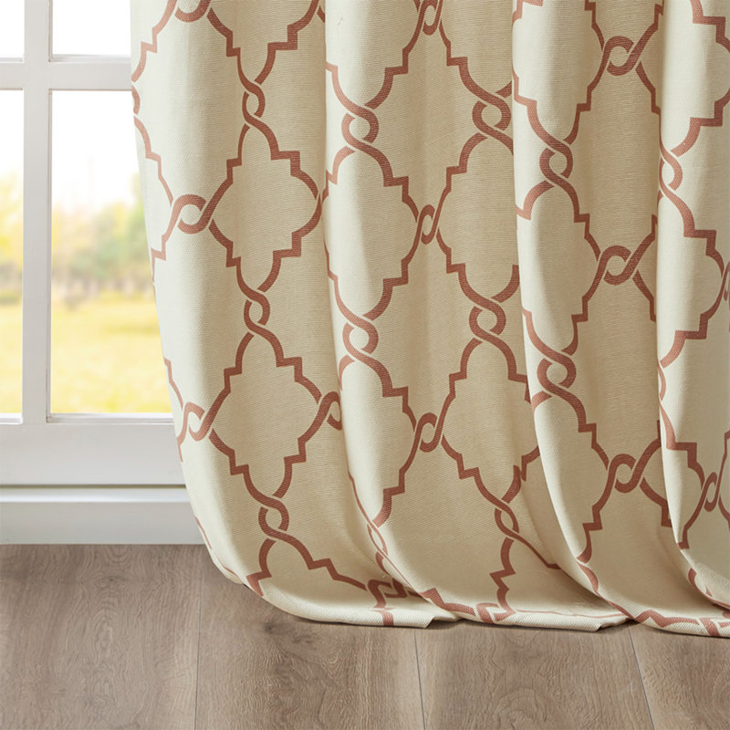 Khaki and Black Light-Filtering Grommet Top Cotton Blend Curtains