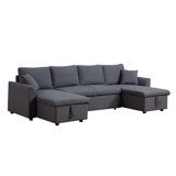 Artemax U-Shape Pull-Out Sleeper Sectional Sofa With Double Storage Spaces