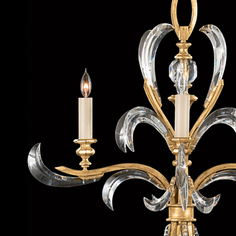 Lustre rond biseauté 28 po, Or