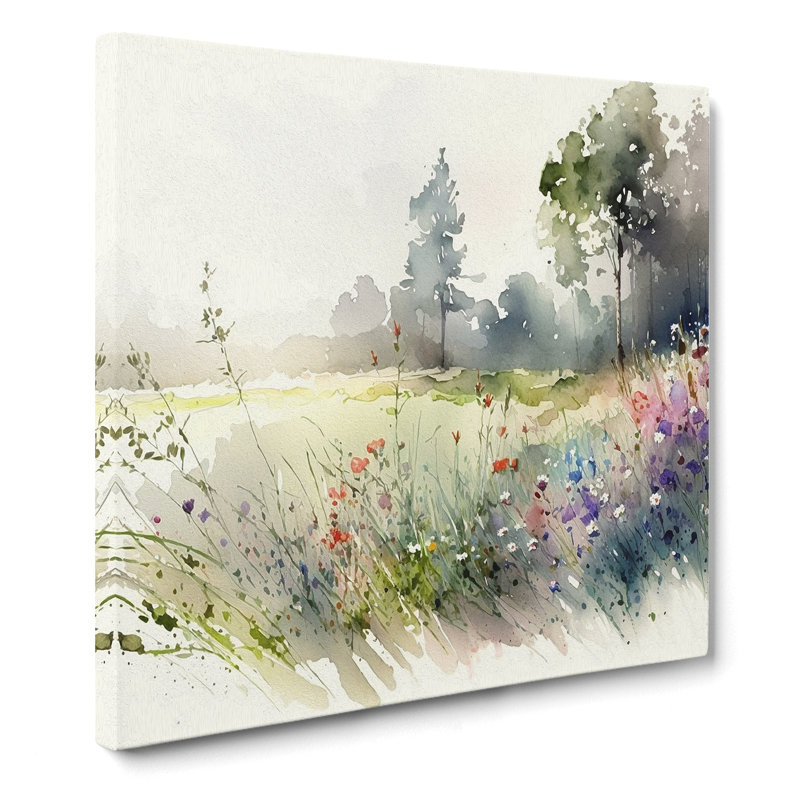 Meadow Watercolour - Wrapped Canvas, 35cm H x 35cm W x 3cm D