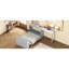Lit simple gris avec bureau ajustable multi-directions et coussin pliable, convient aux espaces invités dans les petits appartements, facile à assembler et repositionnable, espaces de vie élégants, limite de poids de 500 lb