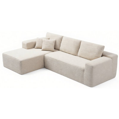 106" Modular Sectional Sofa With Chaise - Piece Convertible Corduroy Couch, No Assembly Required Left Hand Facing