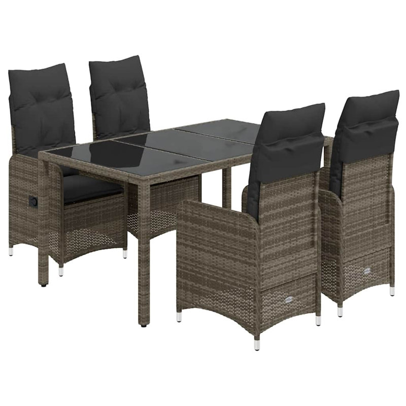 Ensemble bistro en housses de rotin PE gris, 4