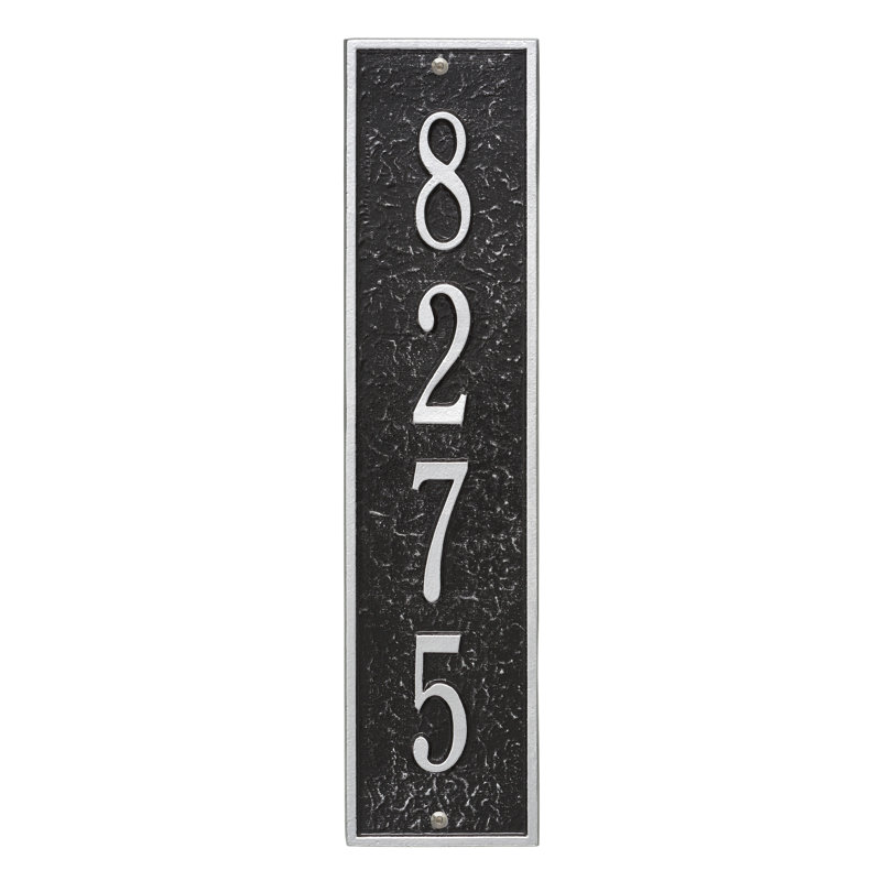 Plaque d'adresse murale personnalisée 4 lignes Hagen, Noir / argent