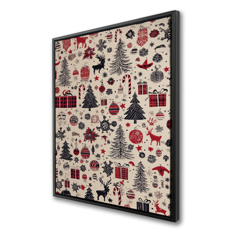 Christmas Gift Pattern - White Framed Canvas Home Decor