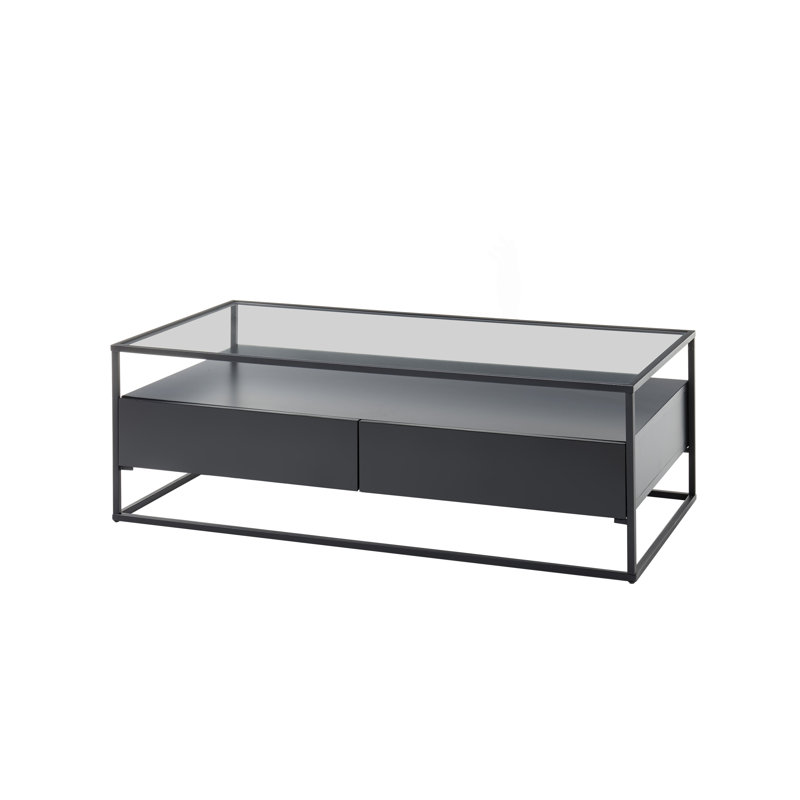 Frame Coffee Table with Storage, Black
