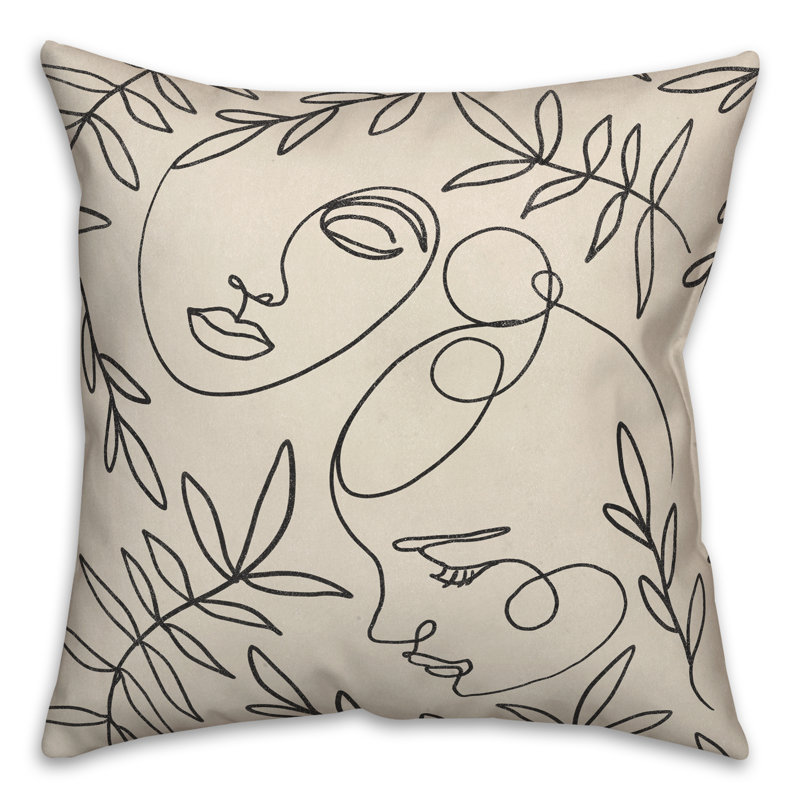 Botanical Faces Square Pillow Cover & Insert