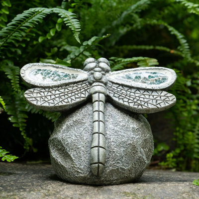 Garden Statue Dragonfly Solar Dragonfly Decor For Outdoor Resin Dragonflies Figurine With Solar Light For Patio,Balcony,Yard,Lawn Ornament