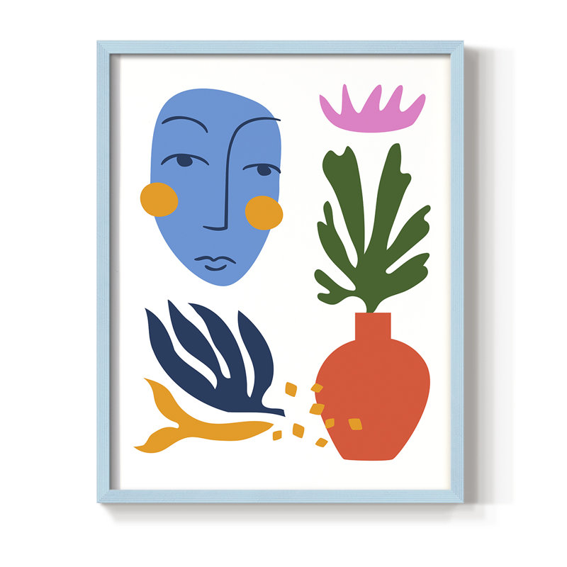 Matisse CDXLVIII Framed Print Framed Print - Solid Wood, Blue, 21" H x 17" W