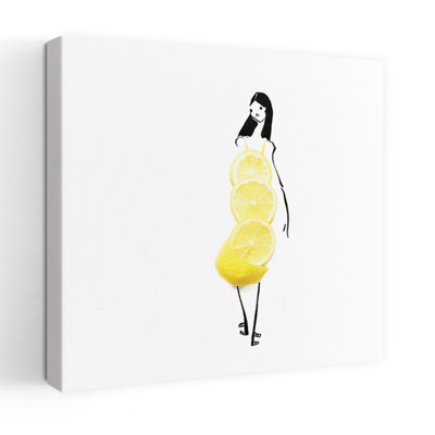 Lemon Fashion Woman Minimalist Modern Organic Fruit Summer Wall Art