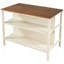 Îlot de cuisine 45 po en bois massif avec table de préparation en bois d'hévéa et 2 tablettes ouvertes pour petits espaces