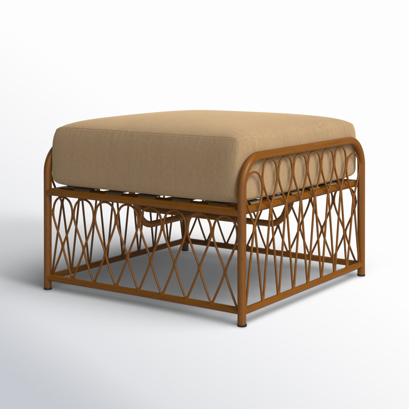 Cane Outdoor Ottoman, Canvas Heather Beige Sunbrella® Canvas